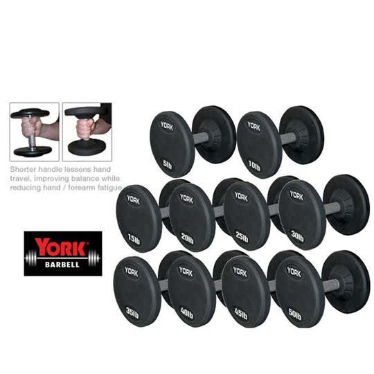 York Medial Grip Pro Style Rubber Dumbbell Sets Gym Concepts