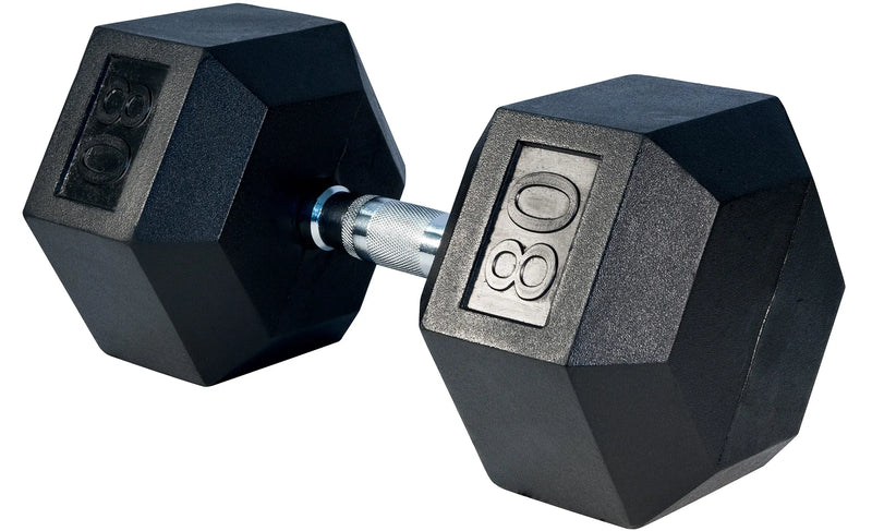 Premium Rubber Hex Dumbbell Weights Select Fitness 80 lbs  