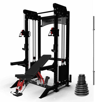 Select Fitness SF-3 Functional Half Rack Bundle Strength Select Fitness SF-3 + 300lb Plate Set + Barbell + SF FIB-5 Adjustable Bench  