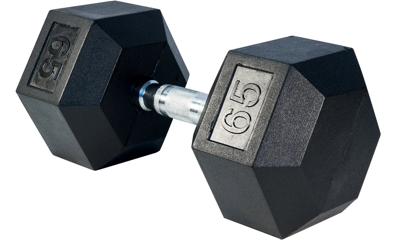 Premium Rubber Hex Dumbbell Weights Select Fitness 65 lbs  