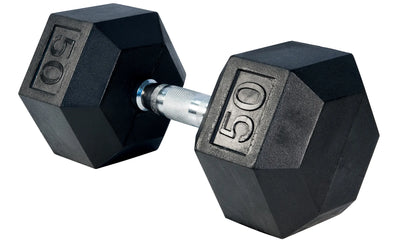 Premium 5-50LB Rubber Hex Dumbbell Set w/STAND Weights Select Fitness   
