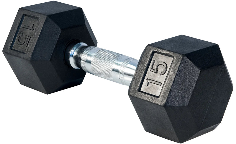 Premium Rubber Hex Dumbbell Weights Select Fitness 15 lbs  