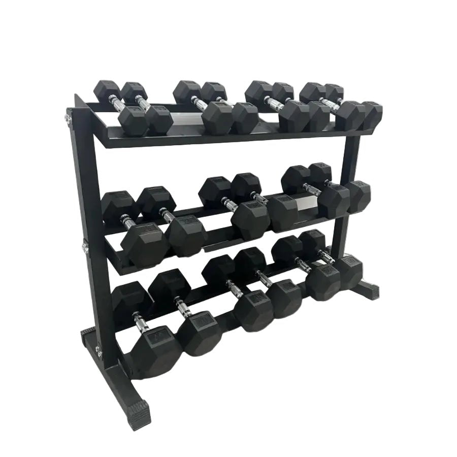 5-50LB Rubber Hex Dumbbell Set with Stand | Select Fitness Weights Select Fitness