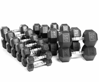 Select Fitness Rubber Hex Dumbbell Set 5-100 lbs (5lb increments), pair of each single Gym Concepts   