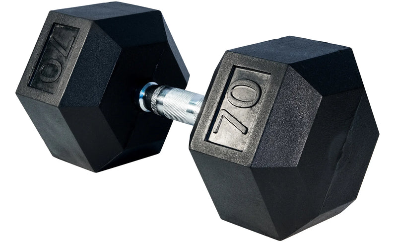 Premium Rubber Hex Dumbbell Weights Select Fitness 70 lbs  