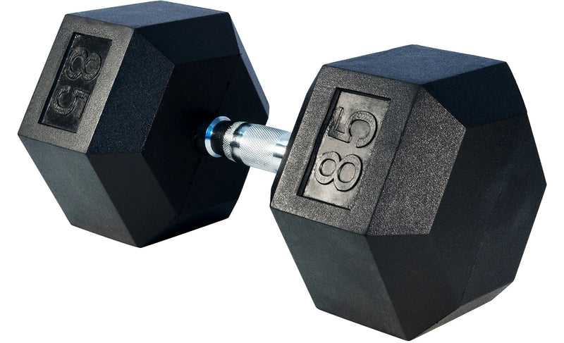 Premium Rubber Hex Dumbbell Weights Select Fitness 85 lbs  