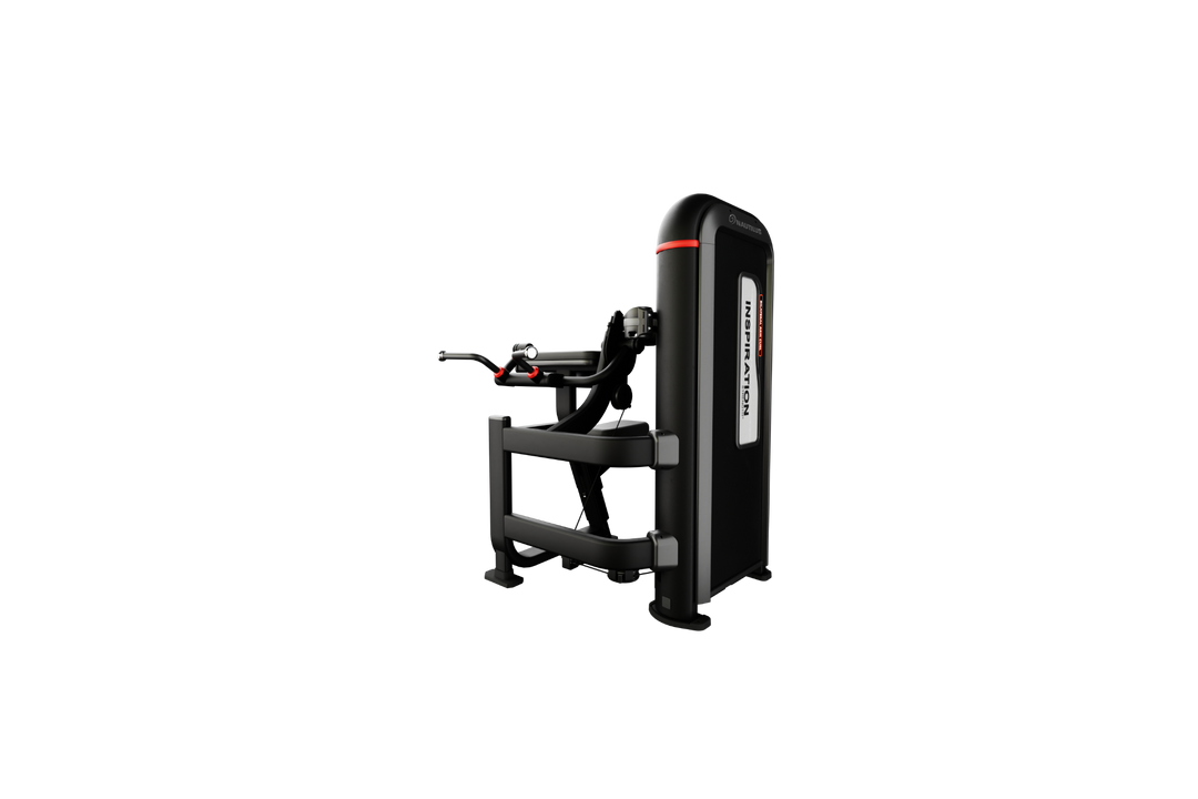 Nautilus Inspiration Bilateral Arm Curl machine in black, three-quarter view