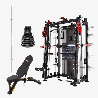 Altas Strength AL-3000Y Multi-Functional Smith Machine Bundle Strength Altas Strength AL-3000Y + 300lb Plate Set + Barbell + AL-4006 Bench