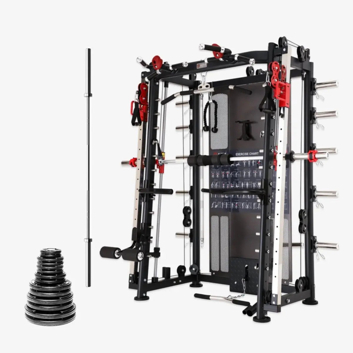 Altas Strength AL-3000Y Multi-Functional Smith Machine Bundle Strength Altas Strength AL-3000Y + 300lb Plate Set + Barbell