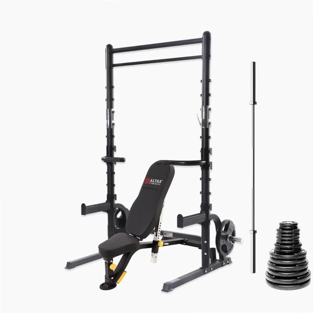 Altas Strength AL-3003 Squat Rack Bundles Strength Altas Strength AL-3003 + 300lb Plate Set + AL-4006 Bench