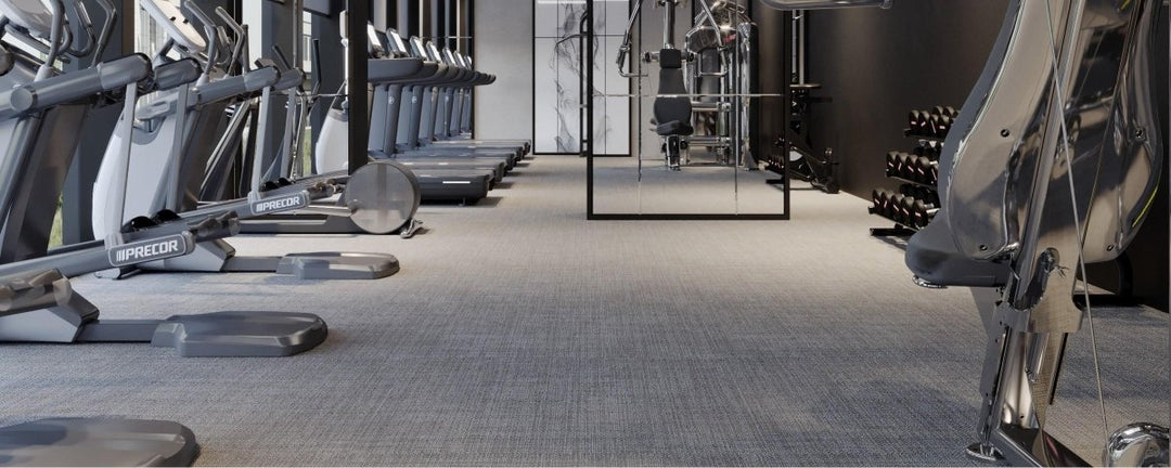 Ecore Ebb &amp; Flow Motivate 6mm Woven Vinyl Flooring Roll - Gym Concepts