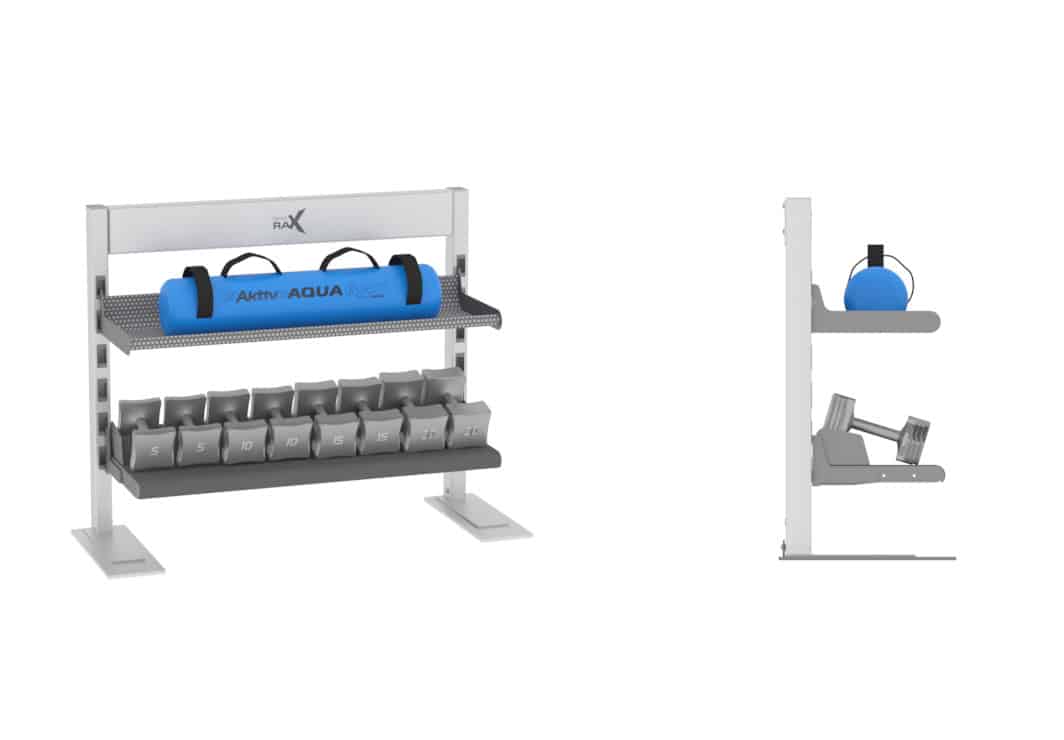Gym Rax Streamline 3-FT storage bay reference configuration; accessories shown may be sold separately