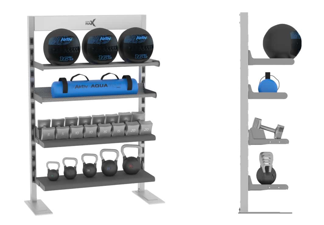 Gym Rax Streamline 6-FT storage bay reference configuration; accessories shown may be sold separately