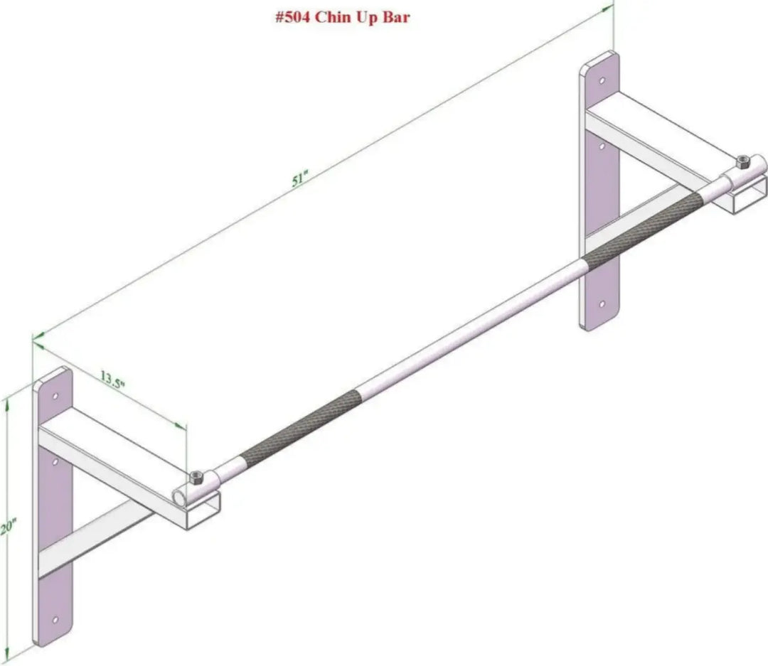 PowerBody PB 504 Straight Wall Mounted Chin Up Bar With Knurling - Made in Canada Fitness Accessories Power Body