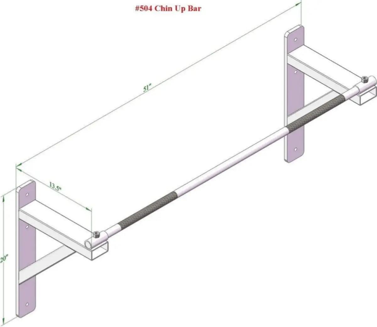PowerBody PB 504 Straight Wall Mounted Chin Up Bar With Knurling - Made in Canada Fitness Accessories Power Body