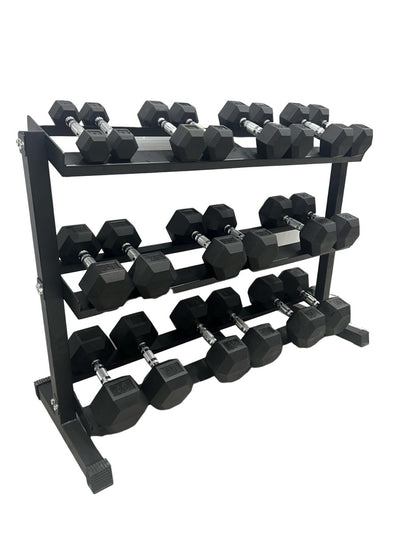 Select Fitness Premium 5-50LB Rubber Hex Dumbbell Set w/STAND Weights Select Fitness