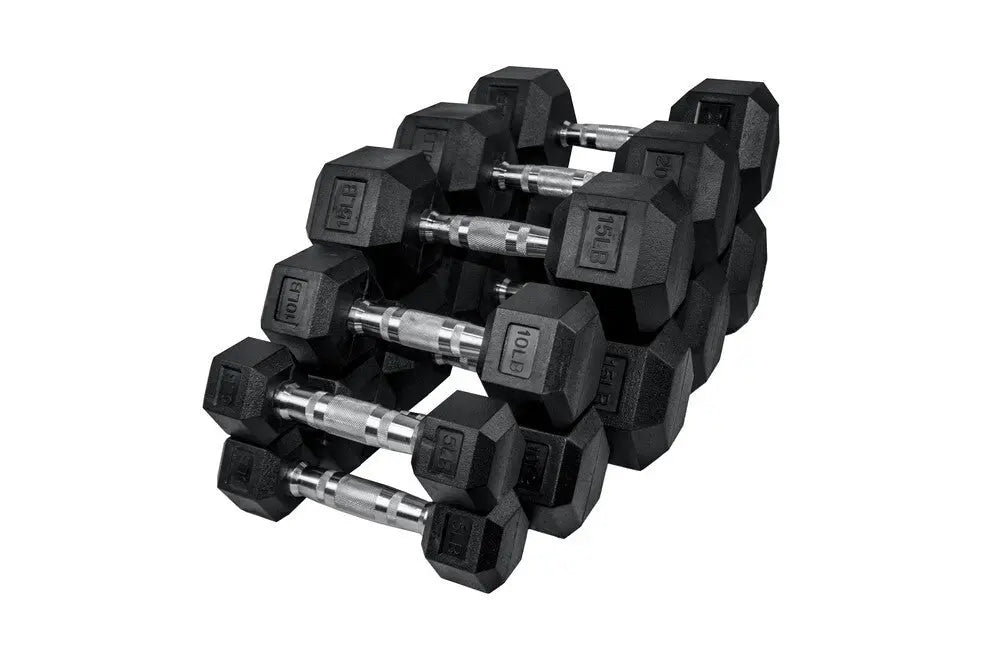 Select Fitness Premium Rubber Hex Dumbbell 5-50LB Weights Select Fitness