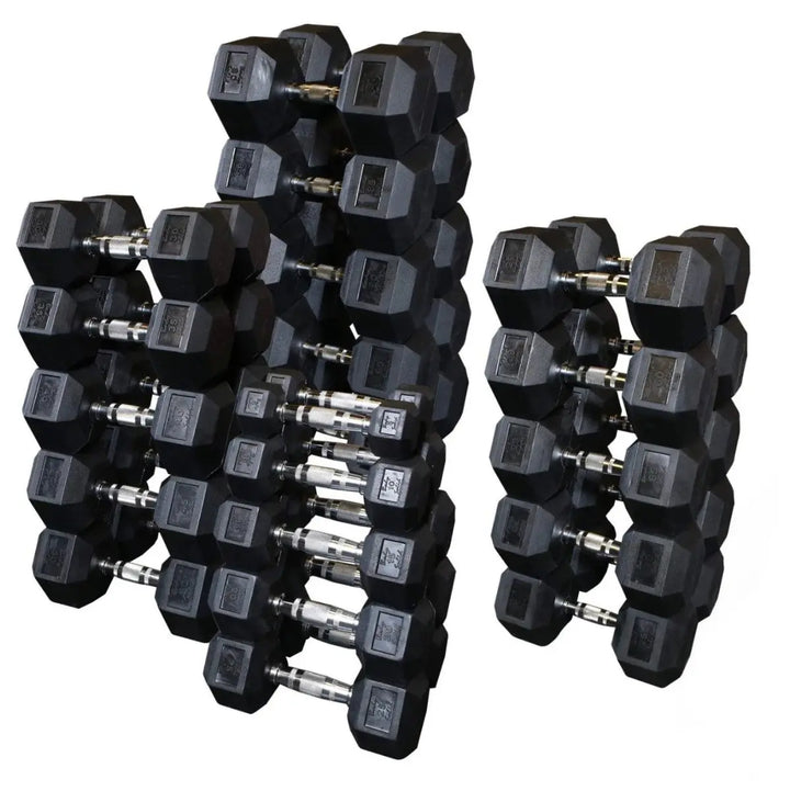 Select Fitness Premium Rubber Hex Dumbbell Set | 5-100LB Weights Select Fitness