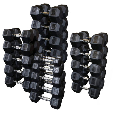 Select Fitness Premium Rubber Hex Dumbbell Set | 5-100LB Weights Select Fitness