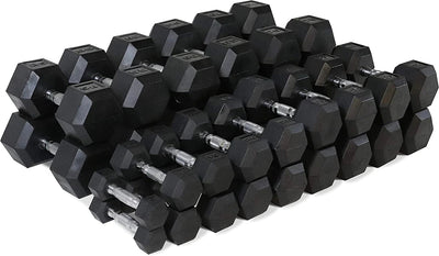 Select Fitness Premium Rubber Hex Dumbbell Set | 5-75LB Weights Select Fitness