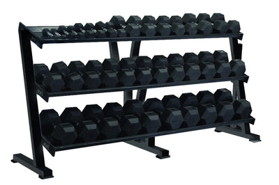 York 3-Tier Commercial Dumbbell Rack, Flat Tray single Gym Concepts