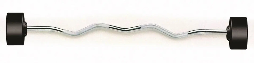 York Barbell Fixed Pro EZ Curl Barbell - Rubber Coated Weights York Barbell