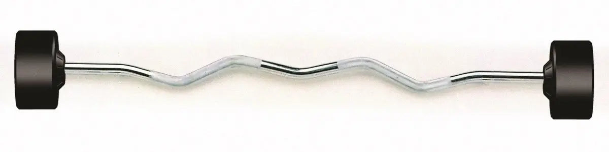 York Barbell Fixed Pro EZ Curl Barbell - Rubber Coated Weights York Barbell
