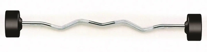 York Barbell Fixed Pro EZ Curl Barbell - Rubber Coated Weights York Barbell