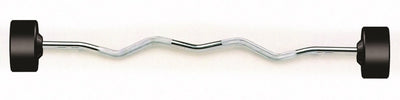 York Barbell Fixed Pro EZ Curl Barbell - Rubber Coated Weights York Barbell