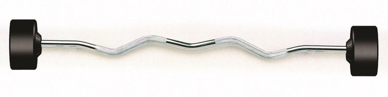 York Barbell Fixed Pro EZ Curl Barbell - Rubber Coated Weights York Barbell