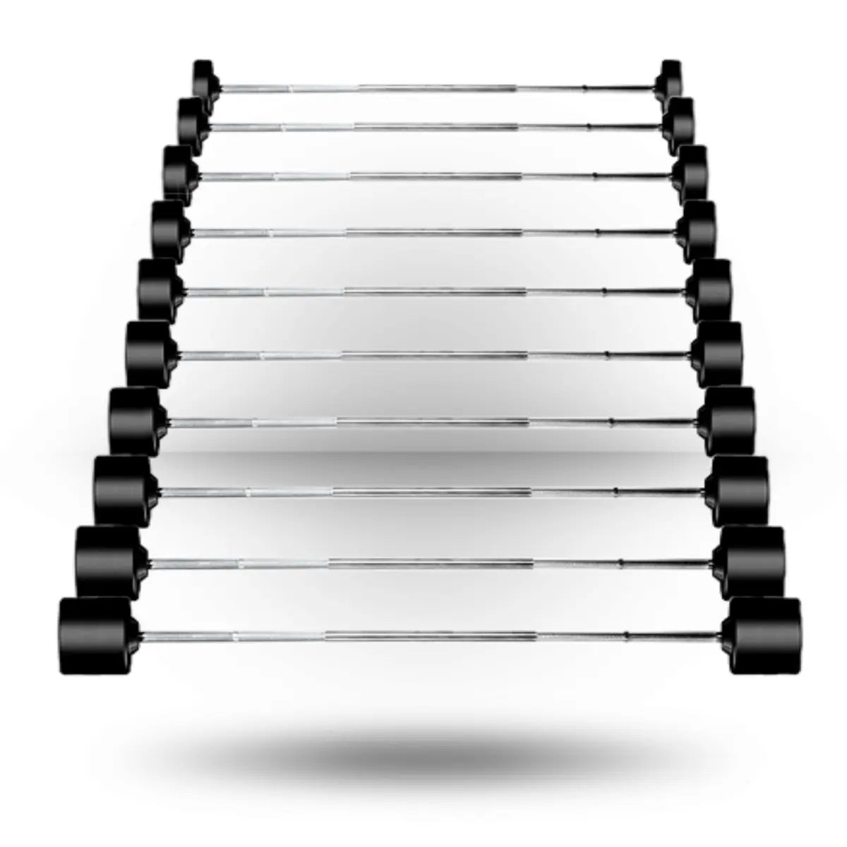 York Barbell Fixed Pro Straight Barbell - Rubber Coated Weights York Barbell 20 - 110LB Set