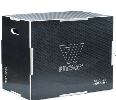 FitWay 3-in-1 Non-Slip Wood Plyo Box, 20" x 24" x 30" Strength & Conditioning FitWay Fitness   