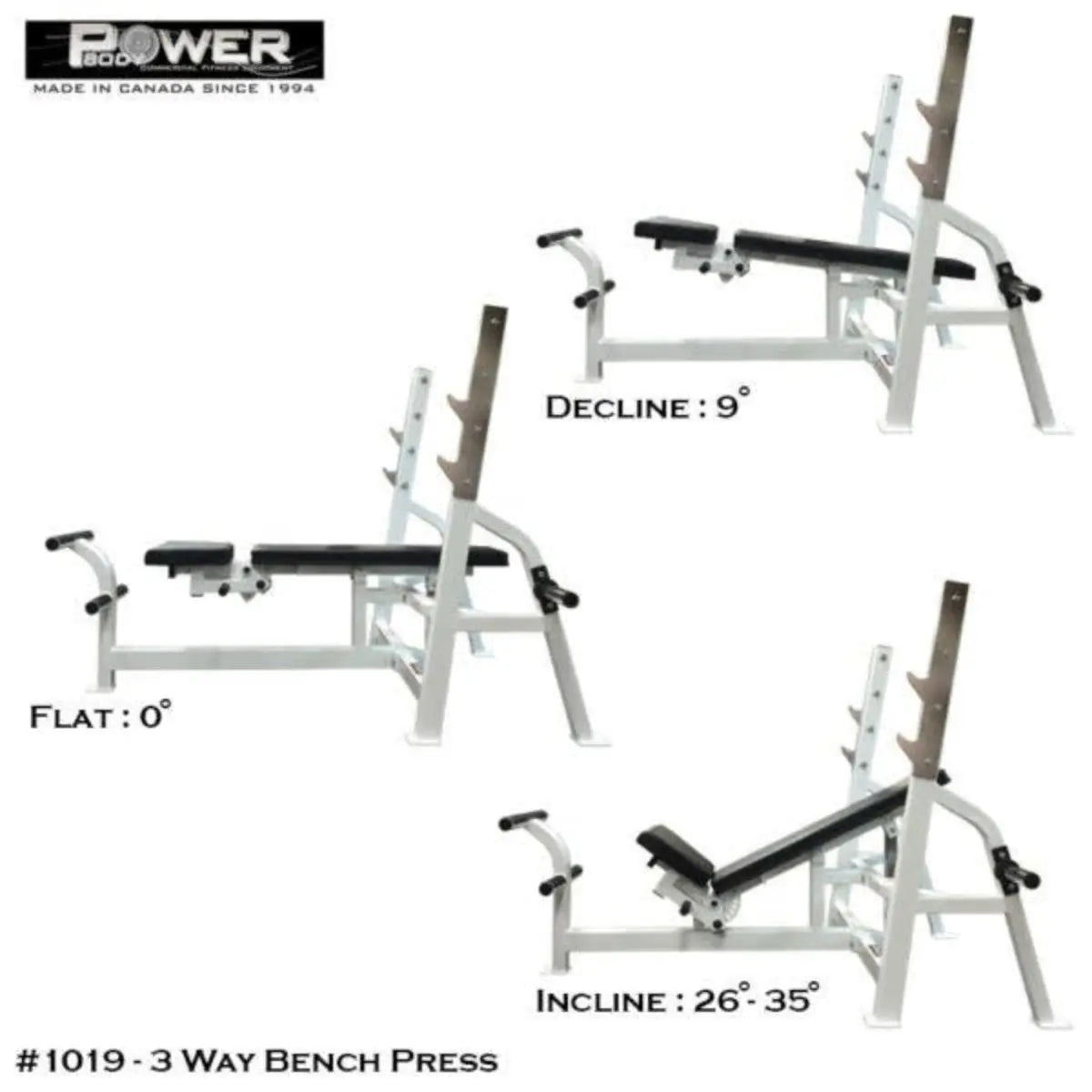 Power Body #1019 3 Way Olympic Bench Commercial Power Body