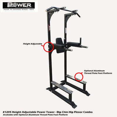 Power Body #1205E Height Adjustable Power Tower-chin Dip And Hip Flexor Combo Commercial Power Body   