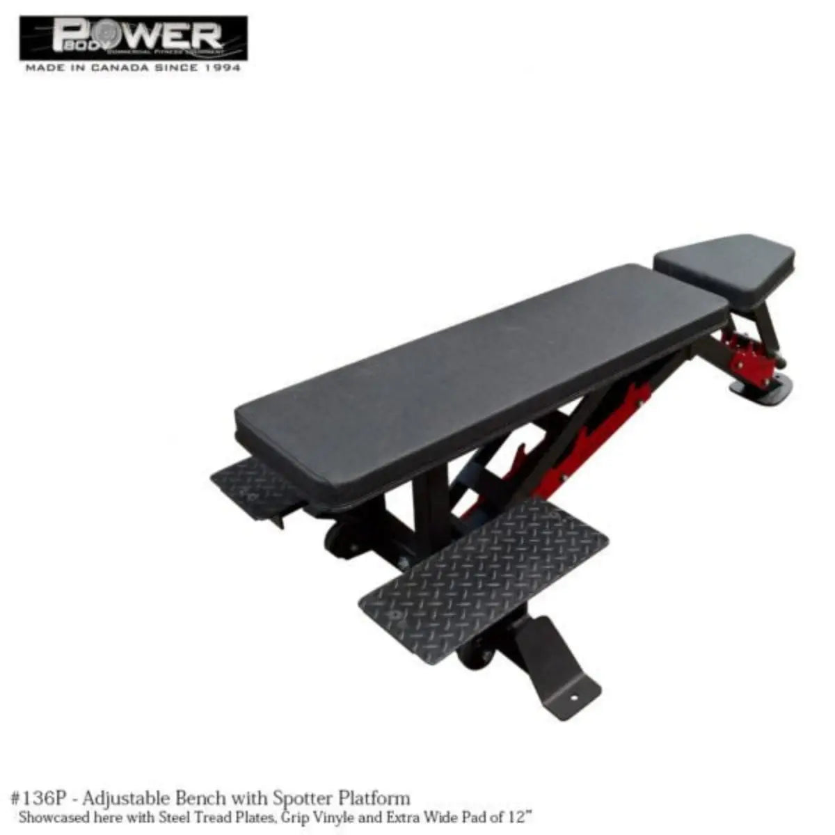 Heavy Duty Adjustable Bench with Spotter Platform Over 1000 lbs Capacity
