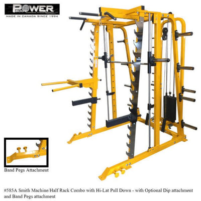 Power Body #585A Smith Machine Half Rack With Hi Lat/low Row Combo Commercial Power Body   