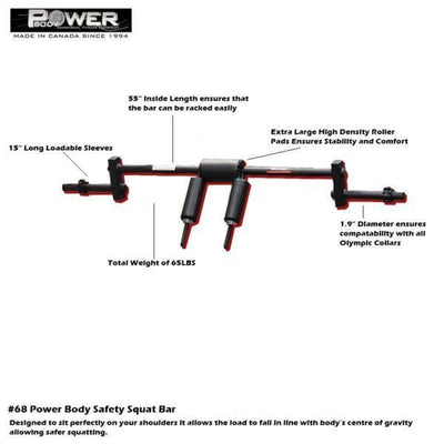 Power Body #68 Safety Squat Bar - 60LB Strength & Conditioning Power Body