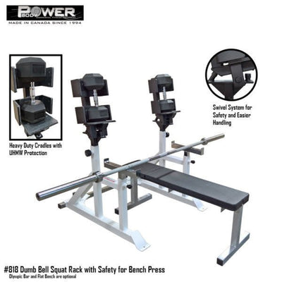 Power Body #818 Dumbbell Stand w/Squat Safety Commercial Power Body   