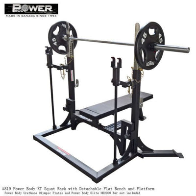 Power Body #819B XT Squat Rack w/Detachable Bench Commercial Power Body   