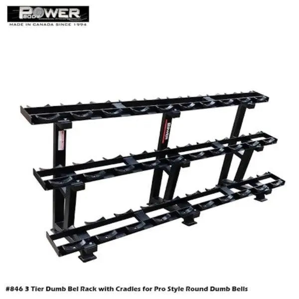 Power Body #846 3 Tier Dumbbell Rack w/Cradle - 15 Pairs Storage Power Body