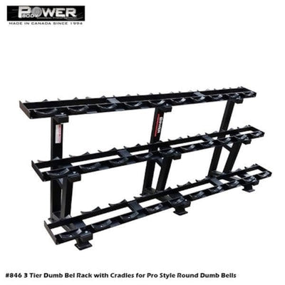 Power Body #846 3 Tier Dumbbell Rack w/Cradle - 15 Pairs Storage Power Body