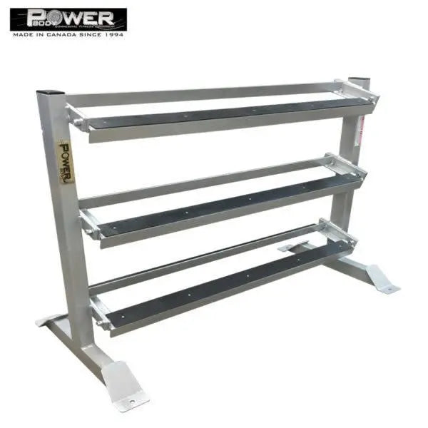 Power Body #851 3 Tier Dumbbell Rack w/nylon - 4ft Storage Power Body