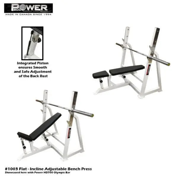 Power Body PB 1003 Flat Incline Bench Press - Made in Canada Commercial Power Body