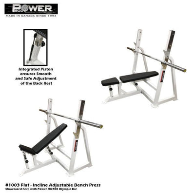 Power Body PB 1003 Flat Incline Bench Press - Made in Canada Commercial Power Body