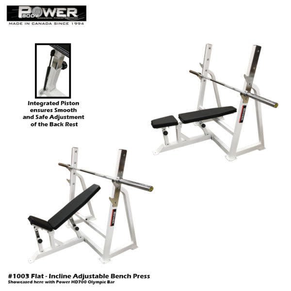 Power Body PB 1003 Flat Incline Bench Press - Made in Canada Commercial Power Body