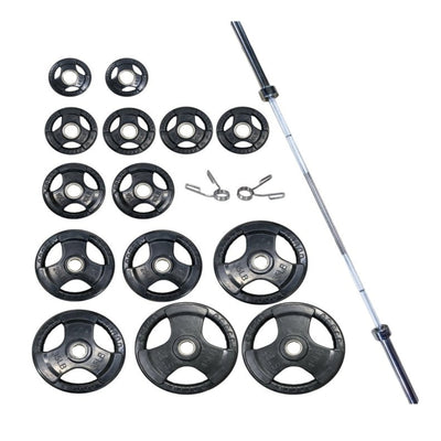 Select Fitness Tri-Grip 300lb Rubber Plate Set & 1000lb Bar Weights Select Fitness