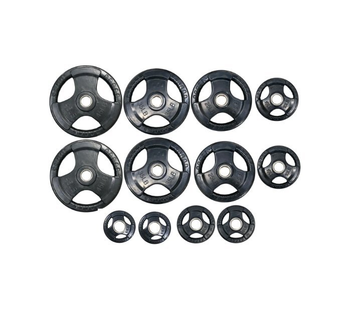 Select Fitness Tri-Grip Rubber Olympic 245lb Plate Set Weights Select Fitness
