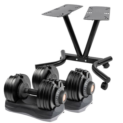 The Ultimate Set: 70lb Adjustable Dumbbells Set with Stand Weights CoreFX   