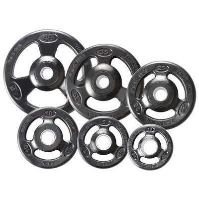 York 300LB ISO Grip Set - Rubber Encased Olympic Plates Weights York Barbell   