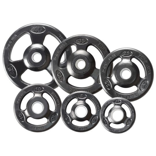 York Barbell | 300LB Iso Grip Rubber Olympic Set Weights York Barbell   